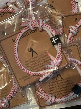 Baseball motivational bracelets Woven Cord Bracelet with Cross Accent pk of 6
